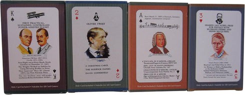 Educational Playing Card Games Bundle - 4 Items: Inventors, Composers, Scientists, & Authors Card Game