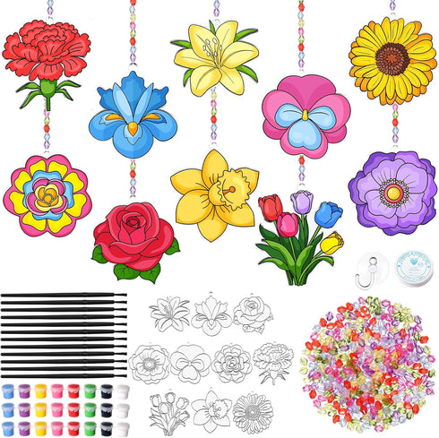 Dunzoom 30 Set Spring Craft Kit Suncatchers Kit Spring Flower DIY Suncatchers Craft