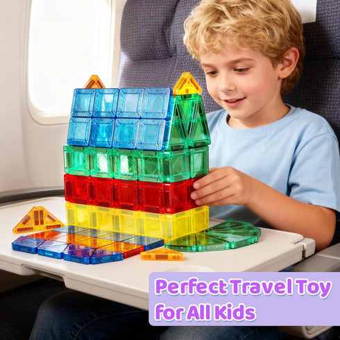 3 4 5 6 7 8+ Mruikeny Mini Magnetic Tiles Travel Toddler Toys, Portable Travel Magnetic Tiles Kids Toys for Years Old