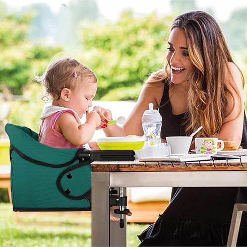 Hook On Chair with Removable Dining Tray, Portable Table High Chair, Folding Compact Baby Seat with Storage Bag