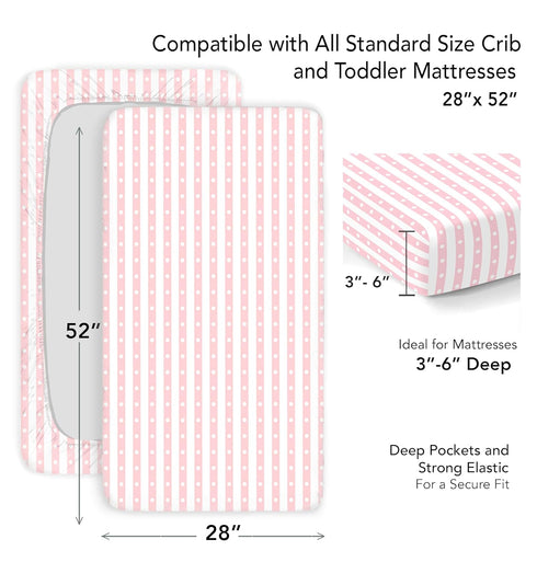 100% Organic Cotton Fitted Sheets for Standard Crib and Toddler Mattresses/Pads, 28” x 52”, Fits Dream On Me, Lullaby,