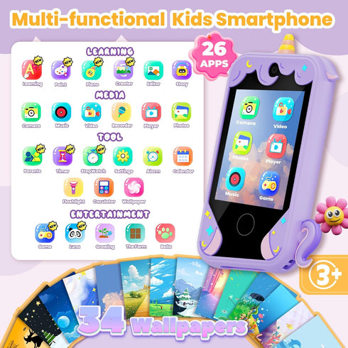 windpaint 3-10 2.8" Kids Phone for Girl Toys, Christmas Birthday Gifts for Age Year Old Girls Boys Toys, Kids Toddler