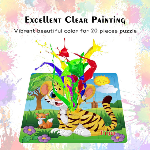CHAFIN 3-5 Sets 3 4 5+ Pack 6 (20 Puzzles for Kids Ages Toddler Wooden Toys Montessori Learning Education Preschool
