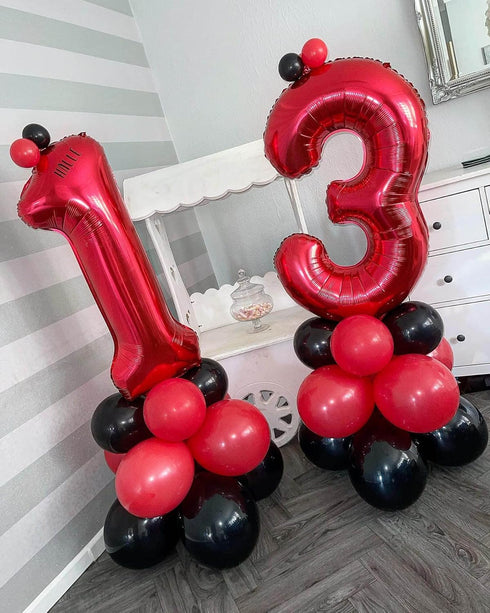 40 Inch Red 13 Number Balloons, Giant 13 or 31 Balloons for Birthday Anniversary Party Decorations