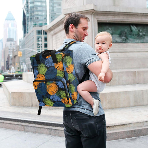 SUABO Backpack Colorful Palm Leaf Pattern Baby Diaper Bag Large Bag Waterproof Travel Diaper Bags for Moms and Dads