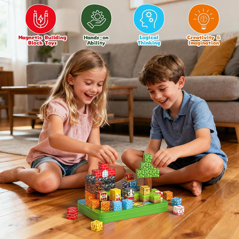 60PCS Set 3-5 4-8 8-12+ Axirata Mini Magnetic Blocks Travel for Kids, Mini Magnetic Tiles Building Cubes with Portable