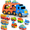 9 Pcs Cars Toys for Toddlers, Big Carrier Truck with 8 Small Cartoon Pull Back Cars, Colorful Vehicles with Sound and
