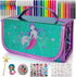 Mermaid Pencil Case With Fruit Scented Markers Art Set, Little Mermaid Gifts For Girls Ages 3-10, Kids Coloring Set