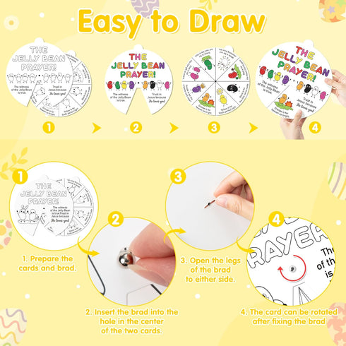 24 Sets COcnny Easter Coloring Craft for Kids - Color Your Own Jelly Bean Art Craft Cards, DIY Coloring The Jellybean