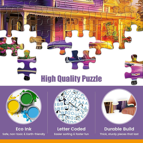 500 20.5X 15 Piece Puzzle for Adults - City at Dusk Puzzles| Recycled Cardboard Car Jigsaw Puzzles | Challenging Family