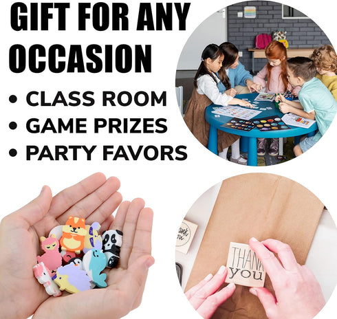 Erasers for Kids, Pencil Eraser Animals, 30 Pcs Mini Erasers for Classroom Prizes, Bulk Gifts for Kids