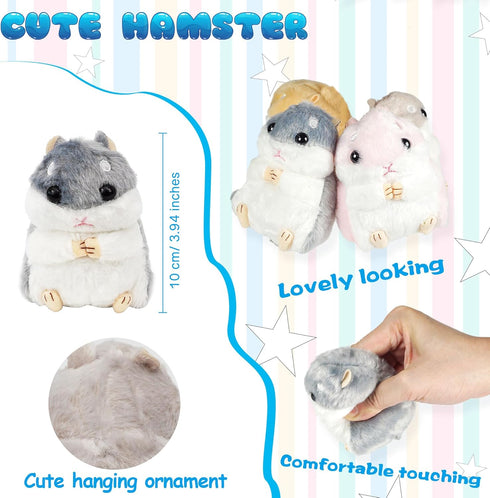 Litherr S 12 4 Inches Pieces Cute Hamster Stuffed Animal Bulk Hamsters Plush Toy Small Stuffed Doll with Chain for Kid