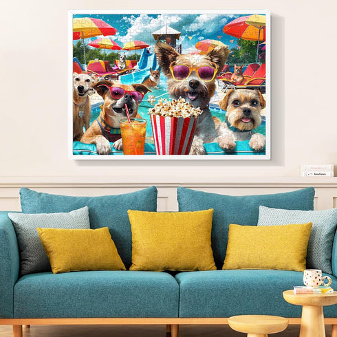 VOLUVOLU 300 Piece Jigsaw Puzzle for Adults, Fun at The Amusement Park Dog Puzzles, Funny Puppy Jigsaw Puzzles, Animal