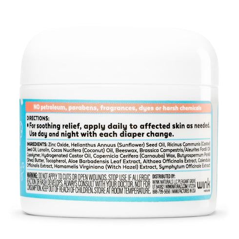 2 Oz Wink Well Baby and Kids Diaper Rash Cream- Bum Balm Diaper Cream for Irritated Skin and Insect Bites- Natural