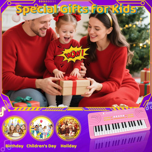 Drmukie 4 37 3 4 5 6 7 Upgraded Piano Keyboard Kids Toy for Year Old Girl Birthday Gift Key Pink Pianos with Microphone