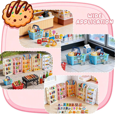 164pcs 4 Miniature Supermarket Shelves Furniture Model Layers Shelf Display Rack Doll House Accessory Storage Bookshelf