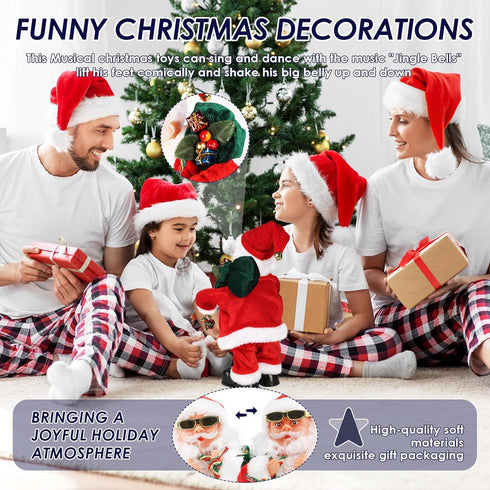 Dancing Santa Claus Toy with Shaking Belly and Feet - Musical Christmas Doll for Festive Cheer
