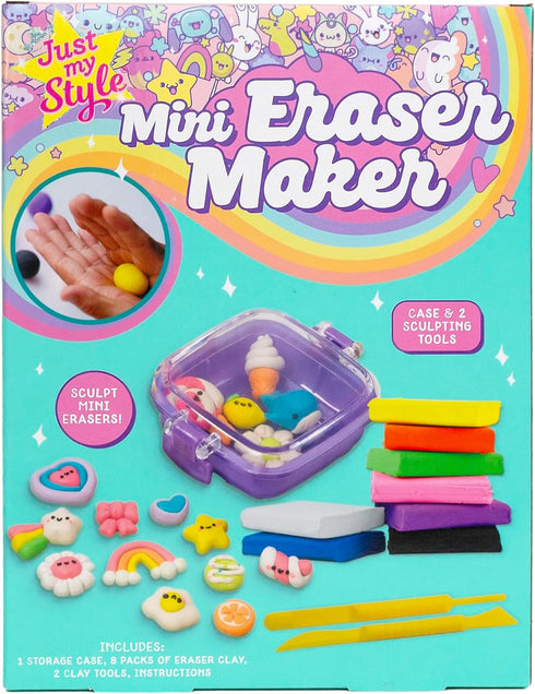 8 6 Just My Style Mini Eraser Maker Sculpt and Design Custom Erasers with Unique Eraser Clays, Tools, and Storage Case