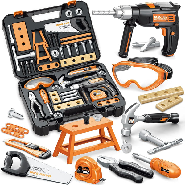 Kids Tool Set with Electronic Toy Drill, 41 Realistic Toy Tools with
