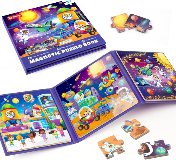 SYNARRY Magnetic Puzzles for Toddlers 3-5, Space Planets Solar System Travel Puzzles