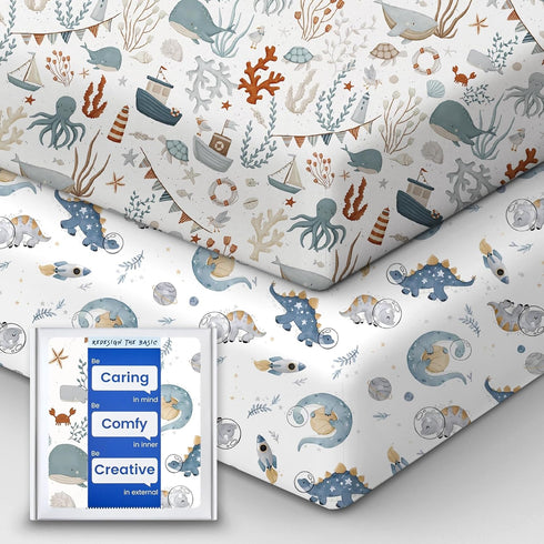 Pack and Play Sheets Fitted, Ultra Soft Mini Crib Sheets Boy, Neutral