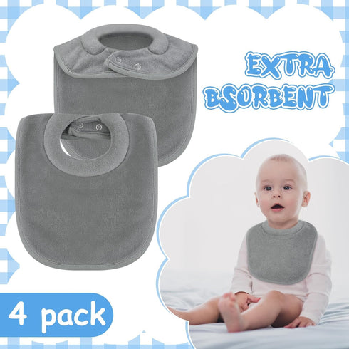 4 Pcs Baby Bibs Feeding Bib for Drooling and Teething, Comfy Neck Baby Bib with Padded Collar