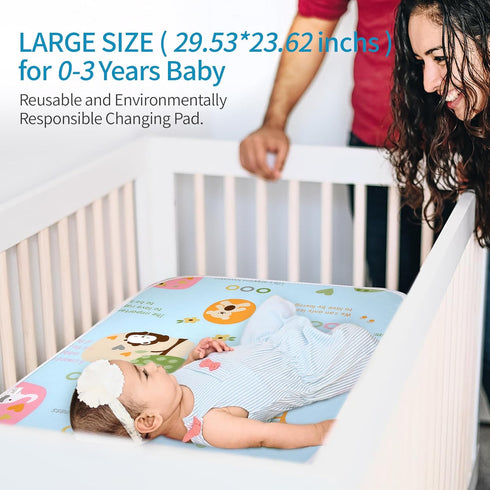 2Pcs 3Layers 24''x30'' Diaper Changing Pads for Baby, Lemon Change Mat, Waterproof Change Pad Foldable Absorbent Mats