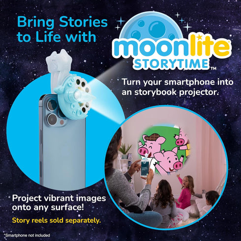 Moonlite Storytime Projector, Magical Bedtime Kids Book Projector for Immersive Reading Experience, Smartphone Compatible Storybook Projector, Interactive Learning Fun for Kids