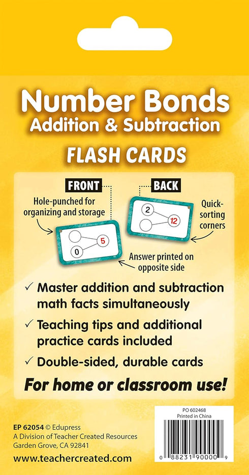 Teacher Created Resources Number Bonds Flash Cards, Addition and Subtraction (EP62054)