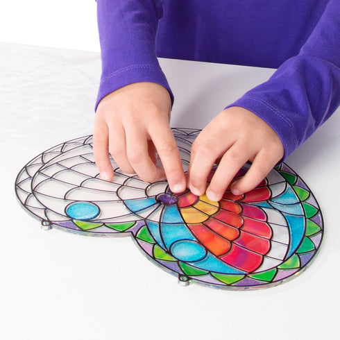 140+ 5+ Melissa & Doug Stained Glass Made Easy Activity Kit: Butterfly - Stickers Kids Sticker Stained Glass Craft Kit;