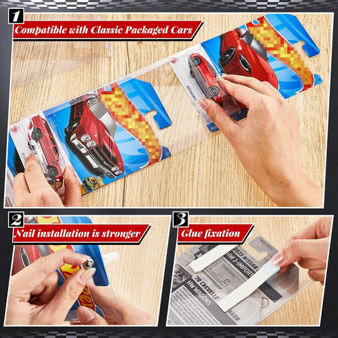 15 Pcs Model Car Display Cases Wall Mount, Holds Up to 225 Cars, Compatible with Hot Wheels, Diecast Blister Car