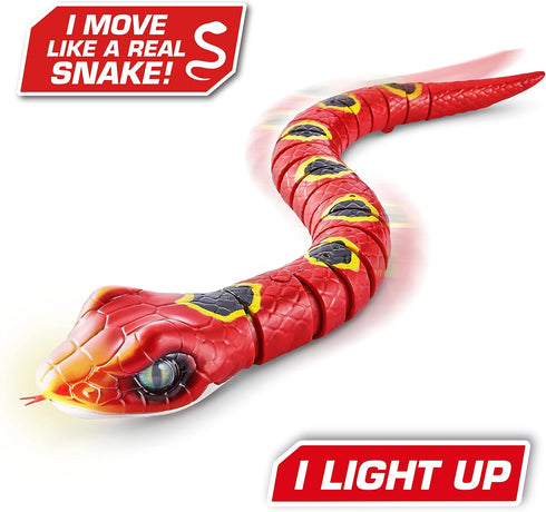 3 7150A Robo Alive Slithering Snake Series Red by ZURU Battery-Powered Robotic Light Up Reptile Toy That Moves (Red)