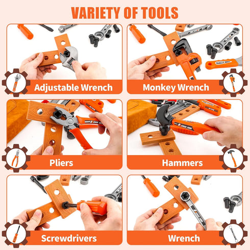 PANPAPA Toddlers-24-Piece 3-5 Tools for Toy Screwdriver & Kids Pliers Kit with Tool Bag, Realistic Construction Toys