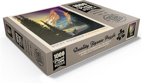MyPuzzle Rocky Mountain National Park: Pyramid Peak Vintage Poster - Premium 1000 Piece Jigsaw Puzzle for Adults