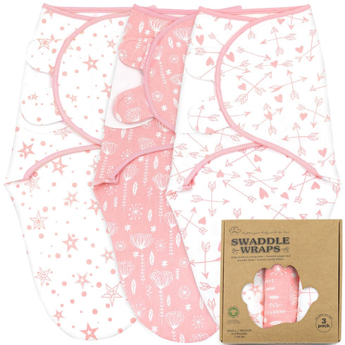 Bublo Baby Swaddles for Newborns - 3-Pack Infant Swaddles 0-3 Months - Adjustable Swaddle Sleep Sack - Soft Organic