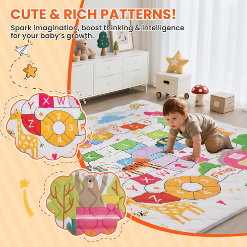 Floor,50x50 Inch Baby Play Mat for Soft Padding Crawling Mat, Foldable and Machine Washable, Thick for Babies