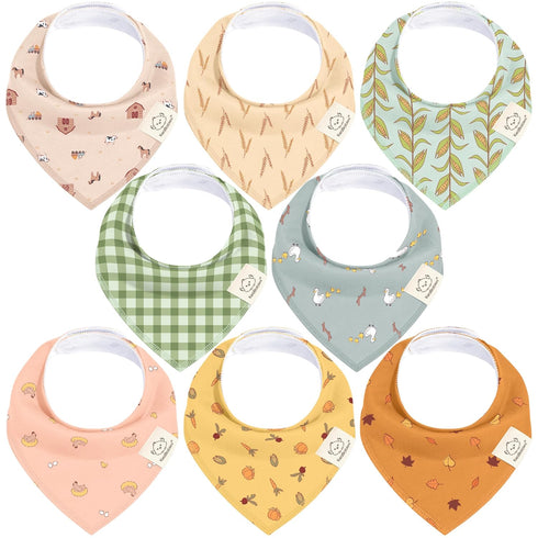 KeaBabies 8-Pack Organic Baby Bandana Bibs for Boys, Girls - Super Absorbent
