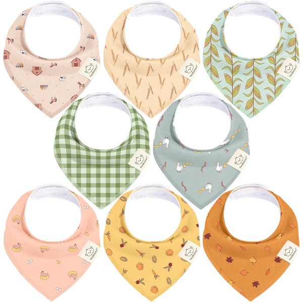KeaBabies 8-Pack Organic Baby Bandana Bibs for Boys, Girls - Super Absorbent