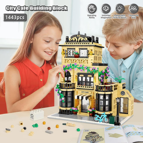 City Coffee Shop Building Blocks Set, Compatible with Lego City House, 1443pcs Modular Building for Adults