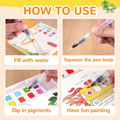 Set 26 8 1-3 2-4 4-6 YPLUS Paint with Water Coloring Book for Toddlers, Mess Free Watercolor Painting with Brush, Pages