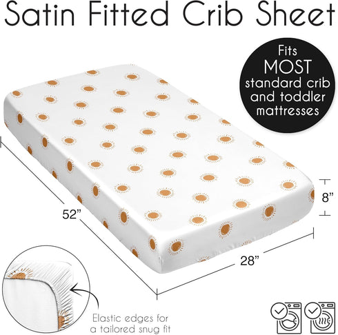 Sweet Jojo Designs Orange White Boho Sun Boy Girl Gender Neutral Baby Satin Fitted Crib Sheet Infant Newborn Nursery