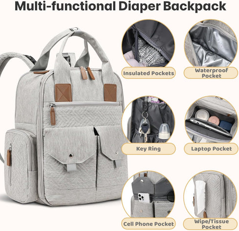 Backpack 4 JSTPRO Diaper Bag - Large Diaper Bag with Portable Changing Pad as Baby Shower Gifts, Lightweight Waterproof