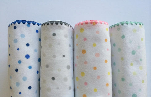 Amazing Baby Large Receiving Blanket, Softest US Cotton Flannel, 42x42 Inch, Playful Dots Multi Pink