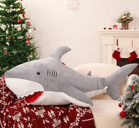 MorisMos Giant Shark Stuffed Animal, 51" Plush Pillow Toy Gift for Kids and Girlfriend, Gray