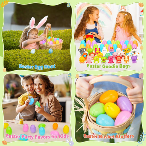 Gralima 24 Pack Easter Eggs Fillers with Animal Squishy Toys Inside Easter Egg Basket Stuffers Easter Egg Hunt Easter