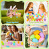 Gralima 24 Pack Easter Eggs Fillers with Animal Squishy Toys Inside Easter Egg Basket Stuffers Easter Egg Hunt Easter