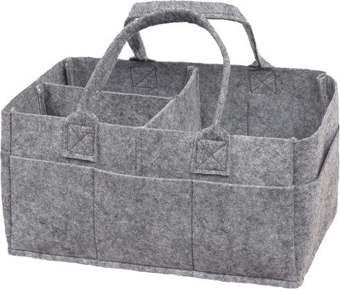 Sammy & Lou Light Gray Felt Storage Caddy, Divided Design for Diapers and Wipes, 11.5"D x 6"W x 8"H
