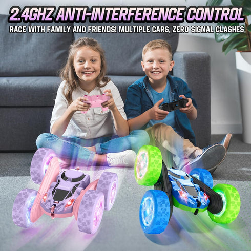 360Rotating 4WD 2.4GHz Hamdol Remote Control Car, Double Sided RC Cars, with Sparkling LED Wheels, Electric Race Stunt