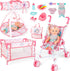 deAO Baby Doll Stroller Crib Bed Nursery Role Play Set Baby Doll