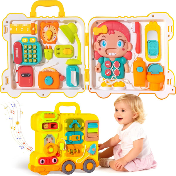 iFaveorr Montessori Busy Board for 1-2 Year Old Girl Gift, Musical Montessori Toys